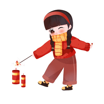 简约肌理放鞭炮小孩