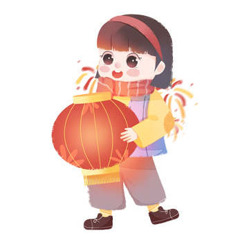 简约肌理新年小女孩