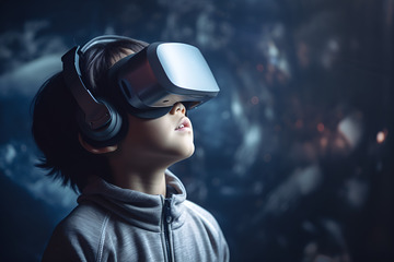 带着VR眼镜的儿童