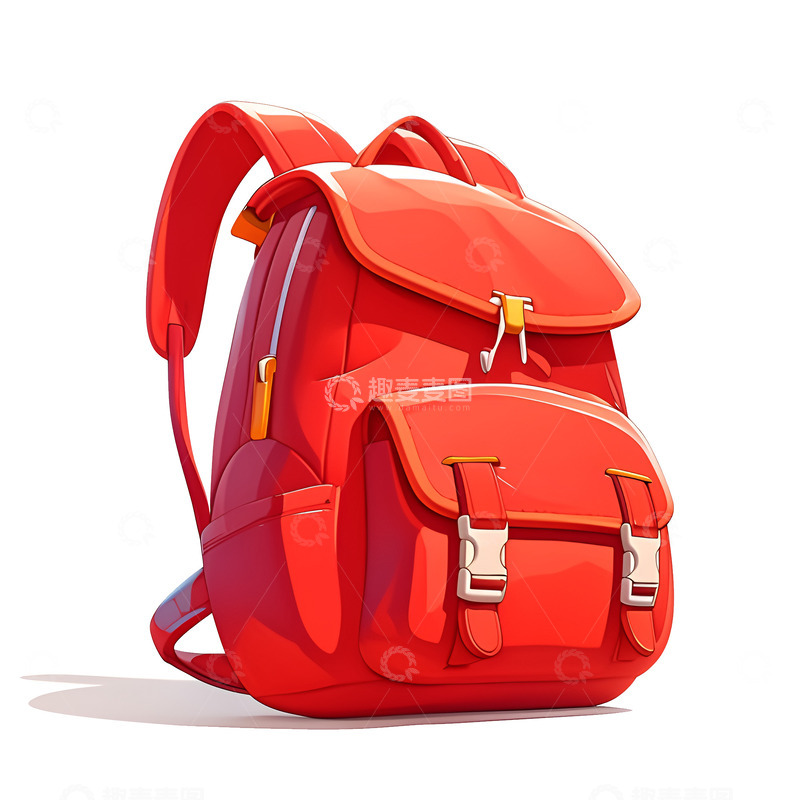 高清大图下载【趣麦麦图】卡通简约红色的书包