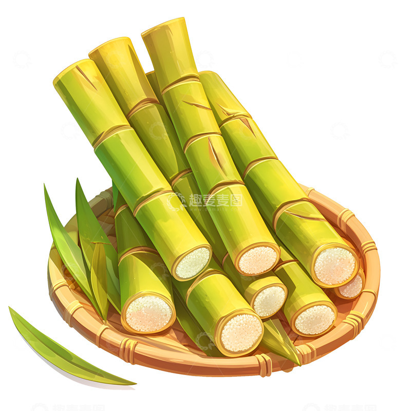 高清大图下载【趣麦麦图】卡通简约一盘甘蔗