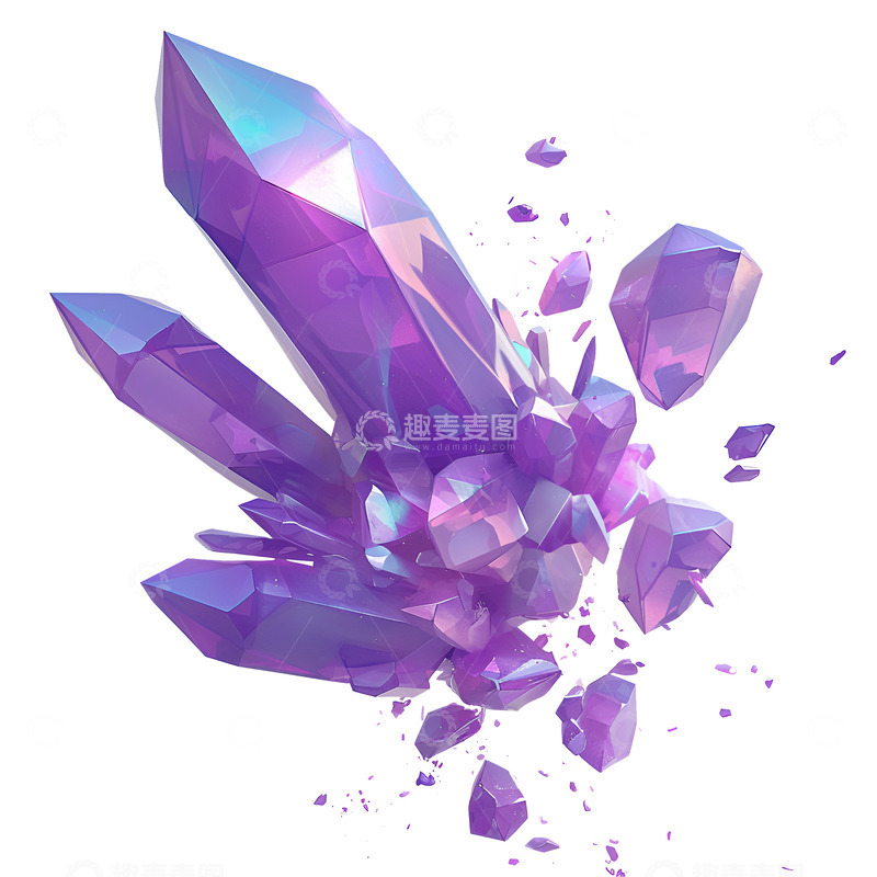 高清大图下载【趣麦麦图】简约紫色水晶簇