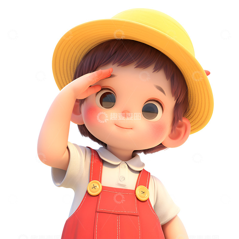 高清大图下载【趣麦麦图】卡通敬礼的小孩