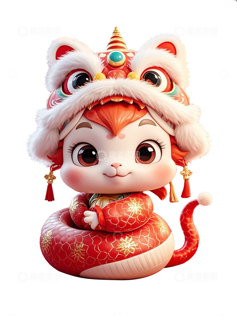 高清大图下载【趣麦麦图】蛇年立体卡通可爱造型蛇吉祥物