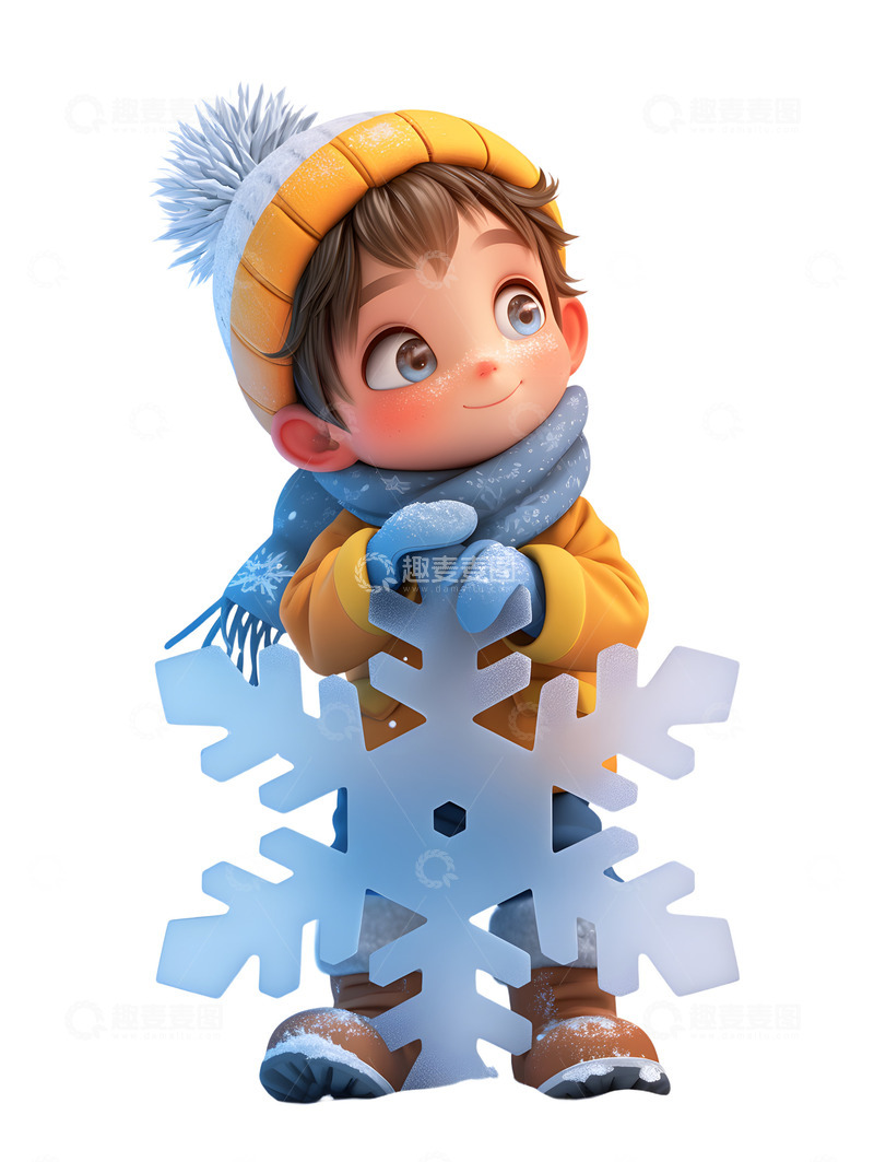 高清大图下载【趣麦麦图】可爱的小孩子拿着雪花
