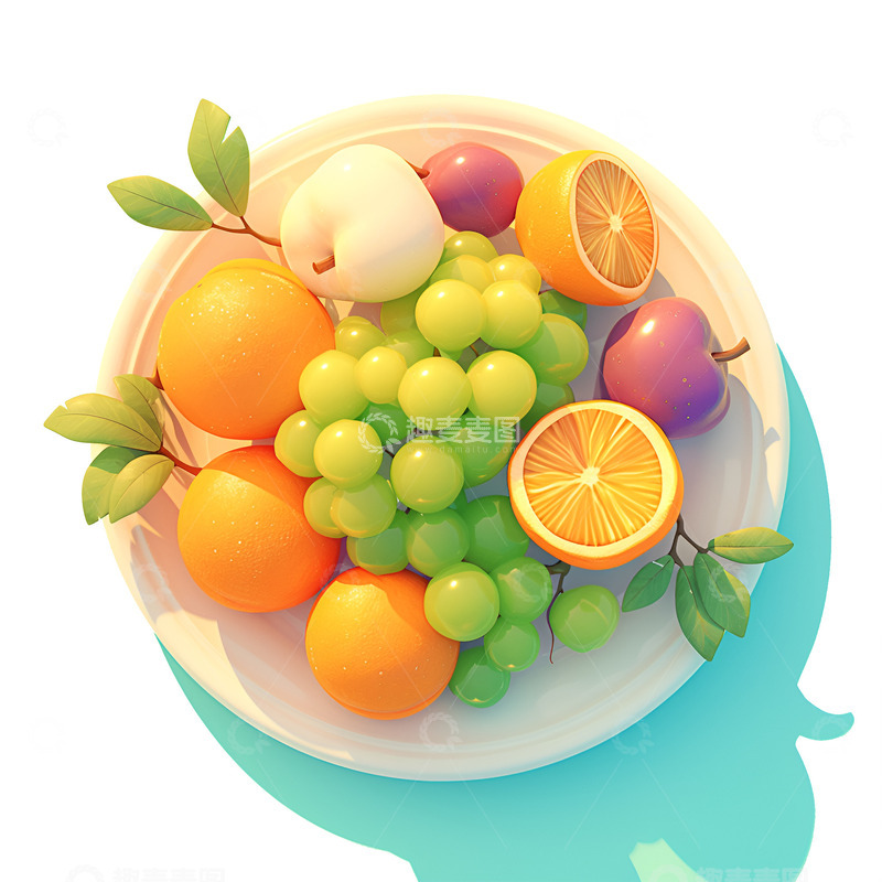 高清大图下载【趣麦麦图】卡通简约一盘水果