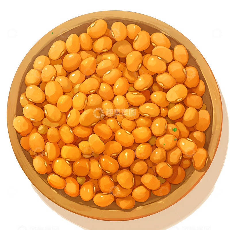 高清大图下载【趣麦麦图】卡通简约一盘黄豆