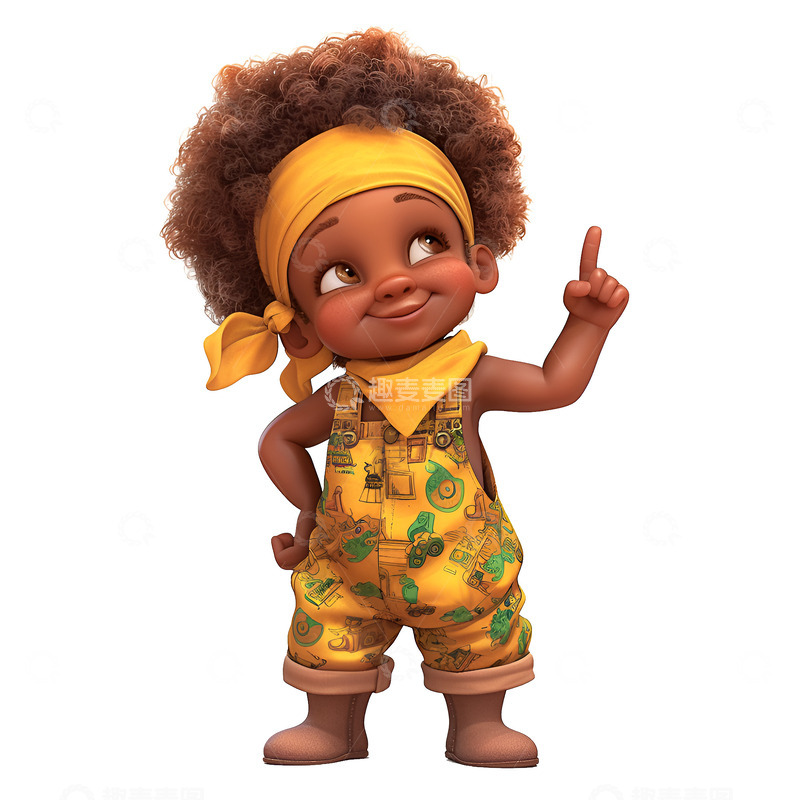 高清大图下载【趣麦麦图】卡通可爱的黑人小孩