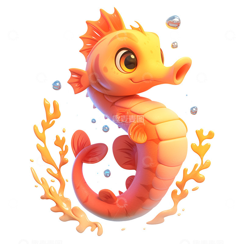 高清大图下载【趣麦麦图】卡通简约一个小海马