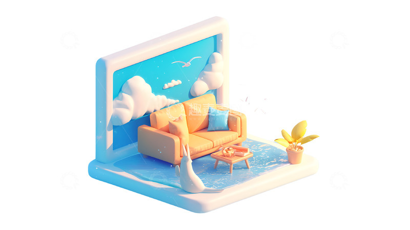 高清大图下载【趣麦麦图】卡通海洋风格房间