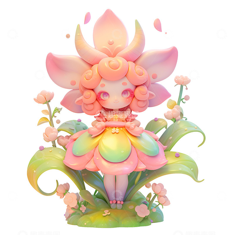 高清大图下载【趣麦麦图】卡通简约一个小花妖