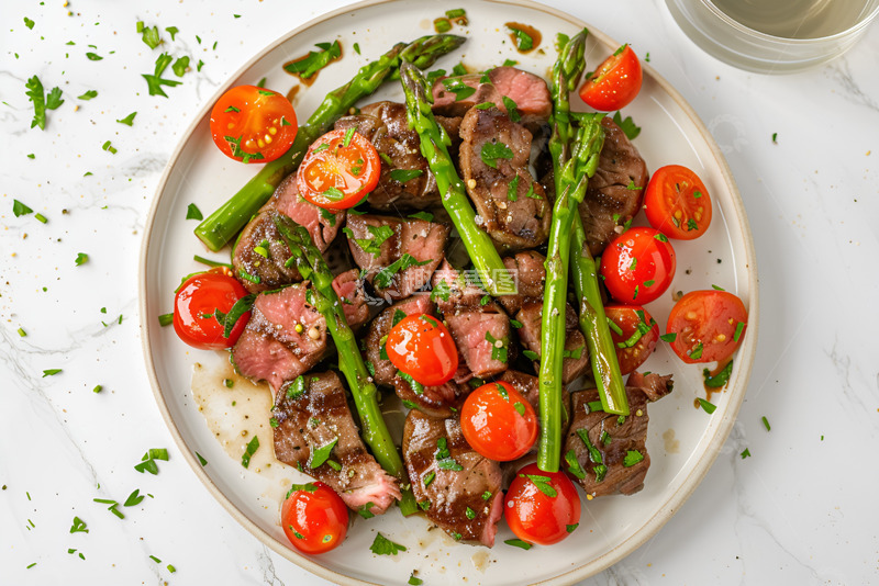 高清大图下载【趣麦麦图】牛肉芦笋小西红柿