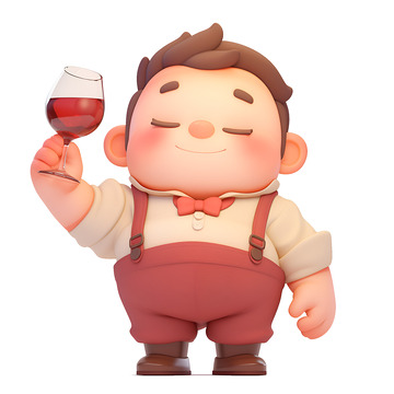 卡通端着红酒杯的男士