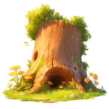 卡通简约一个木头树桩