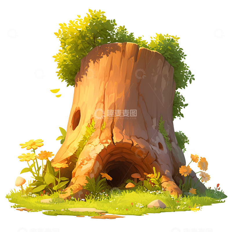 高清大图下载【趣麦麦图】卡通简约一个木头树桩