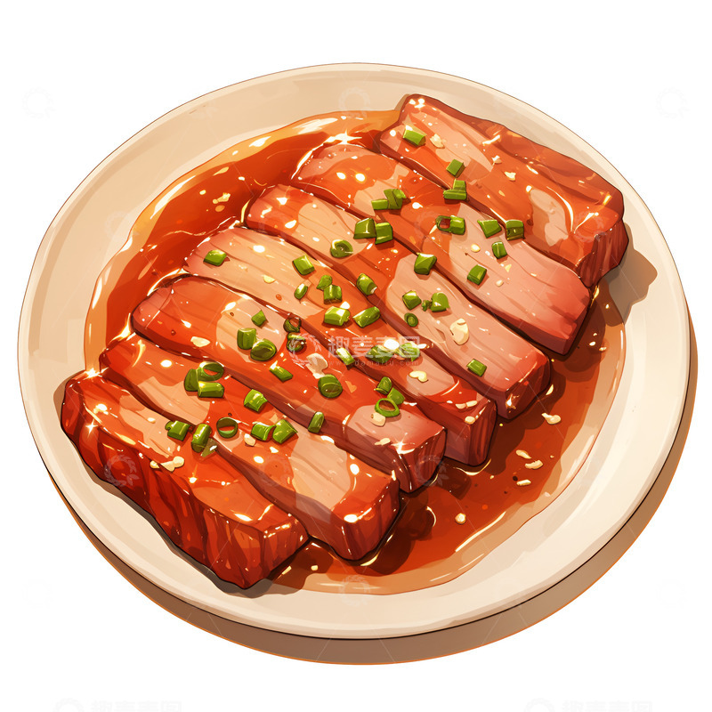 高清大图下载【趣麦麦图】卡通一盘麻辣牛肉