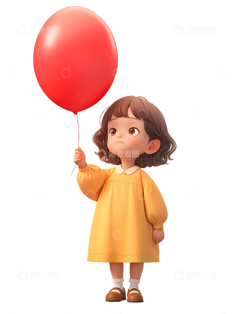 高清大图下载【趣麦麦图】女孩子举着气球卡通