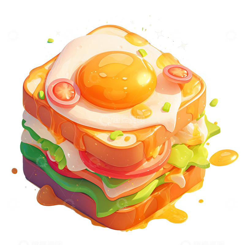 高清大图下载【趣麦麦图】卡通简约鸡蛋三明治