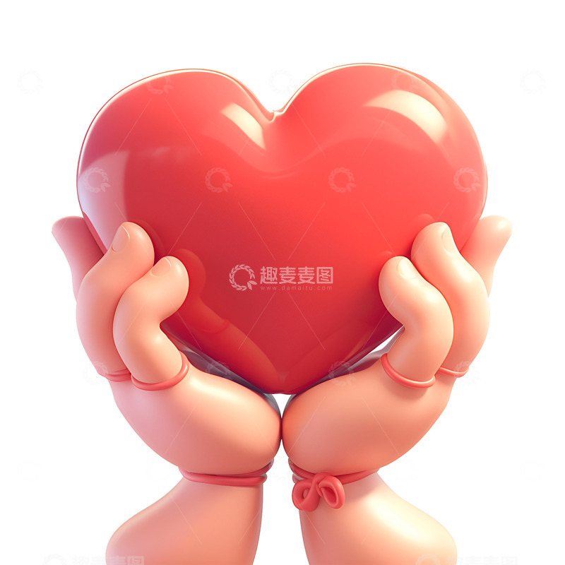 高清大图下载【趣麦麦图】卡通简约双手捧着桃心