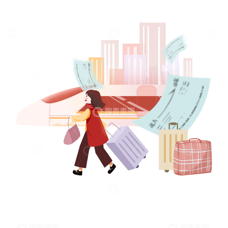 源文件下载【趣麦麦图】简约春运回家素材