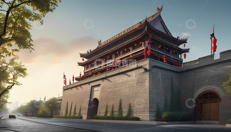 高清大图下载【趣麦麦图】-城门马路大树