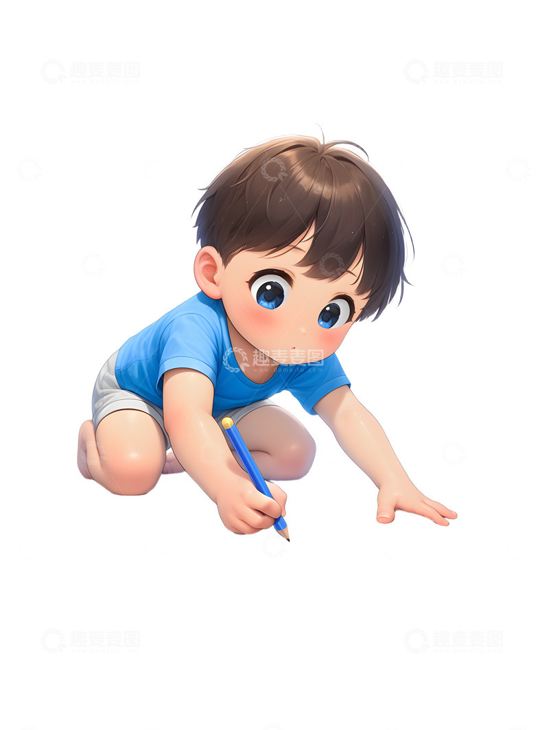 高清大图下载【趣麦麦图】男孩子卡通写字