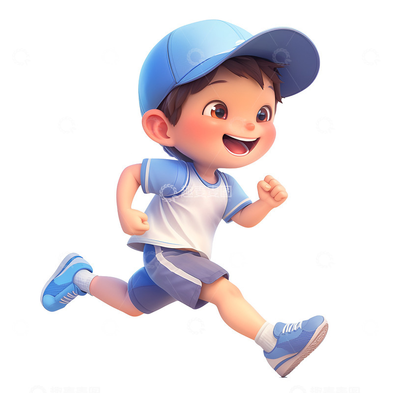 高清大图下载【趣麦麦图】卡通简约跑步的小孩