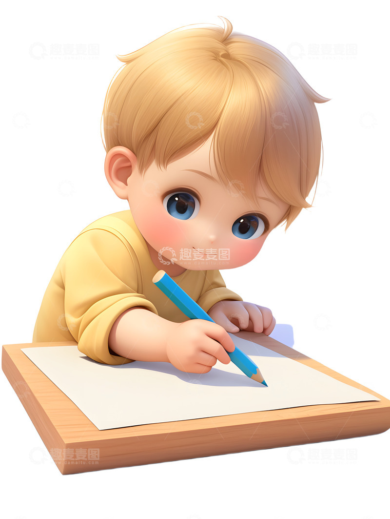 高清大图下载【趣麦麦图】可爱的男孩子画草稿