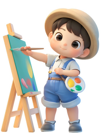 可爱的小画家卡通