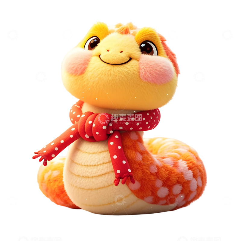 高清大图下载【趣麦麦图】蛇年卡通可爱笑脸蛇庆祝新年插画