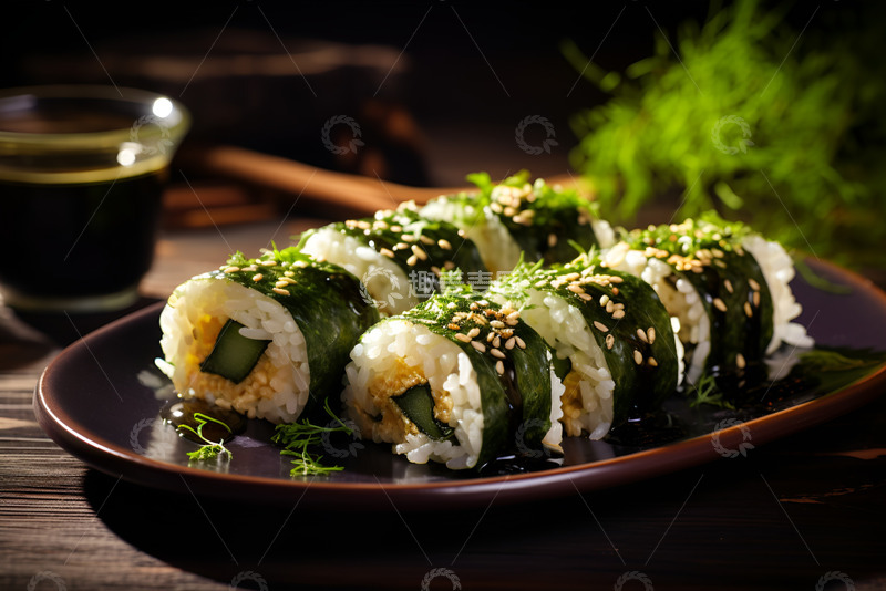 高清大图下载【趣麦麦图】海苔芝麻寿司美食