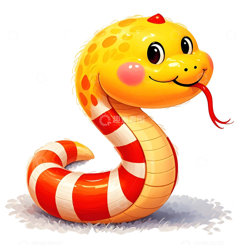 高清大图下载【趣麦麦图】红白相间的卡通蛇新年贺岁插画
