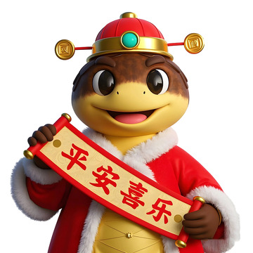 卡通蛇手持新年祝福牌蛇年节庆插画