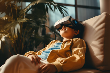 带着VR眼镜的小孩子