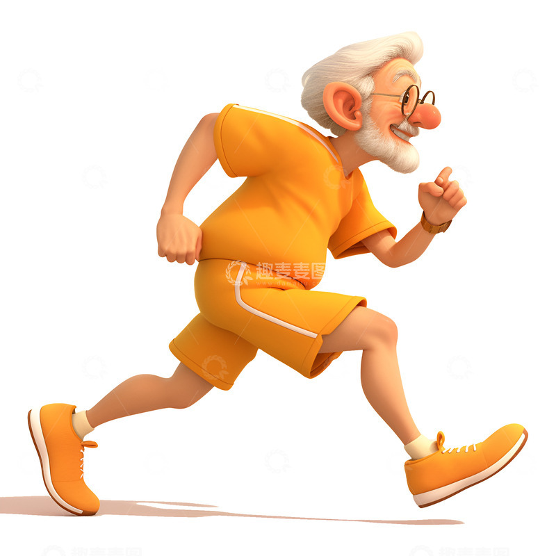 高清大图下载【趣麦麦图】卡通简约跑步的老人