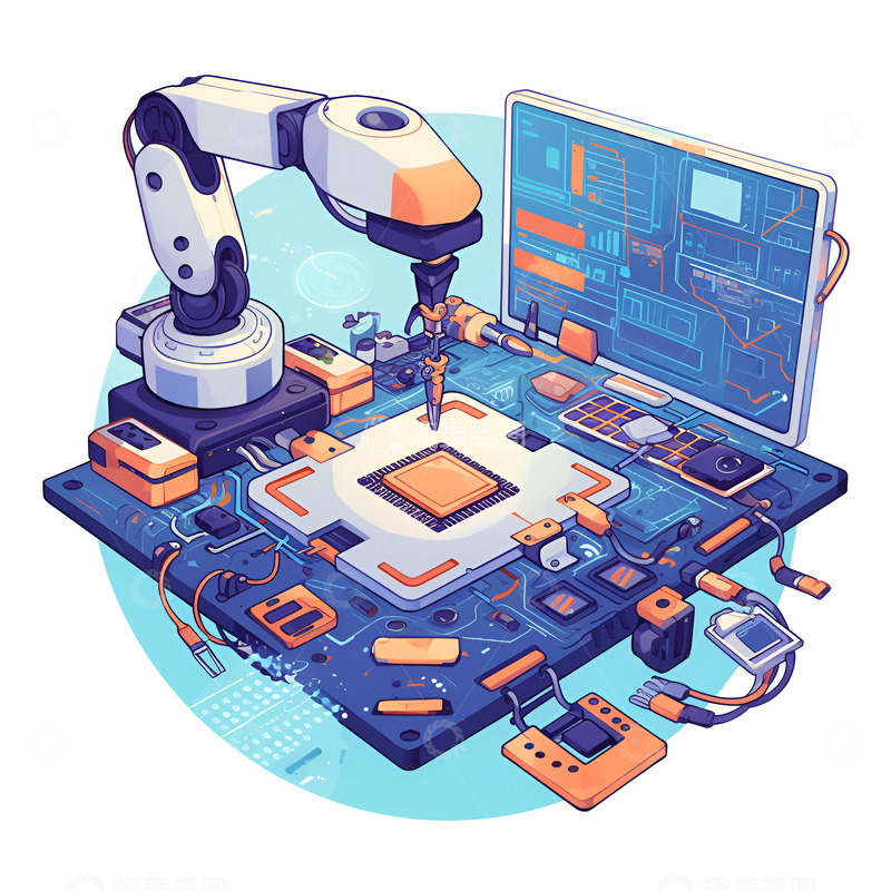 高清大图下载【趣麦麦图】卡通简约机器人制作芯片