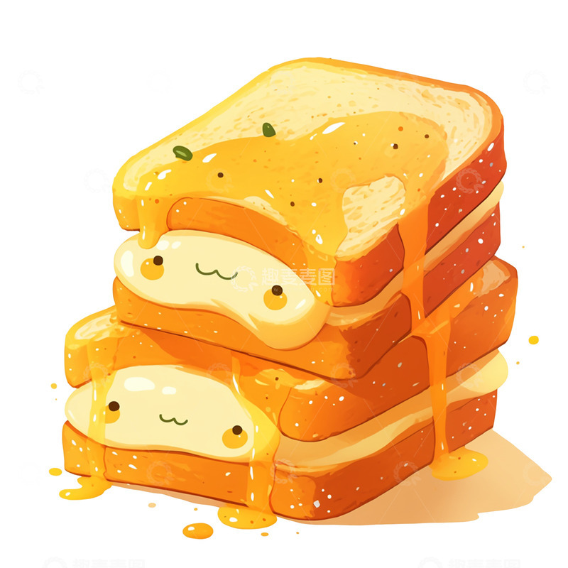 高清大图下载【趣麦麦图】卡通简约蜂蜜面包片