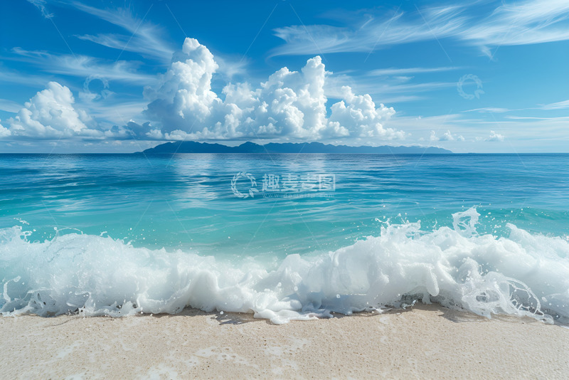 高清大图下载【趣麦麦图】沙滩上海浪翻涌