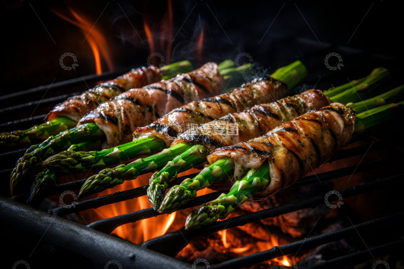 高清大图下载【趣麦麦图】牛肉卷烤芦笋美食