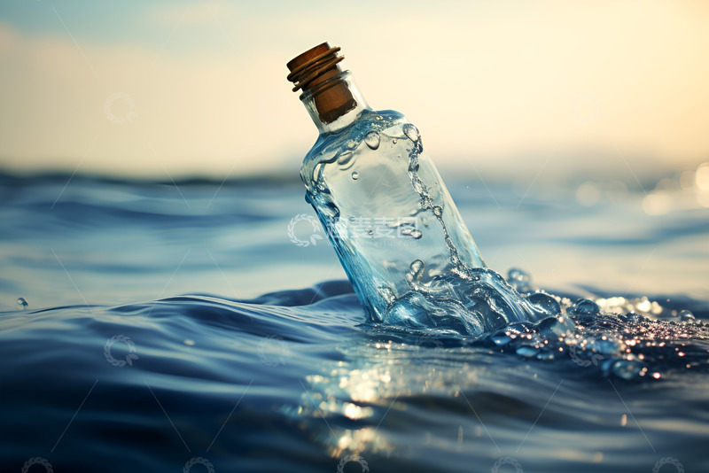 高清大图下载【趣麦麦图】海上漂流的瓶子