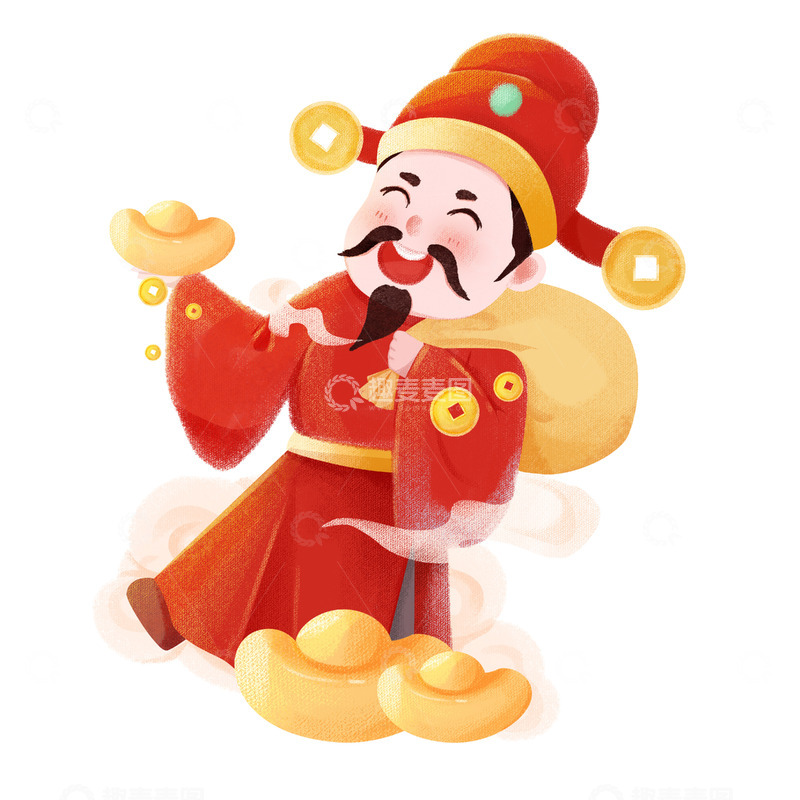 源文件下载【趣麦麦图】简约肌理财神元宝