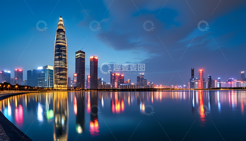 高清大图下载【趣麦麦图】天空五彩河水