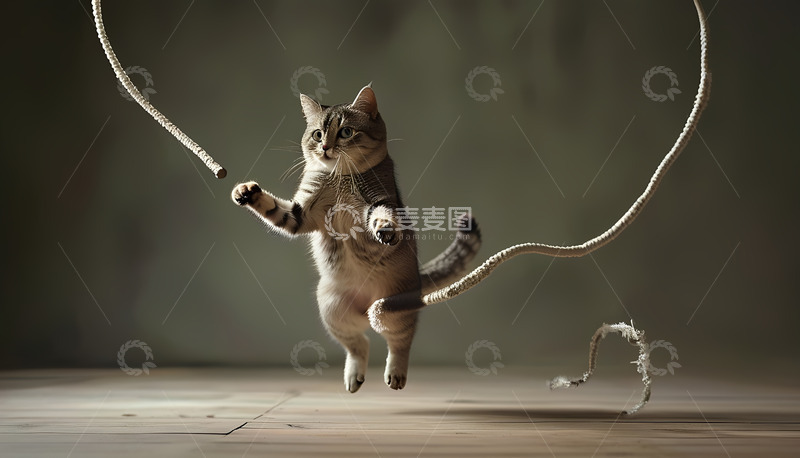 高清大图下载【趣麦麦图】小猫咪跳绳可爱