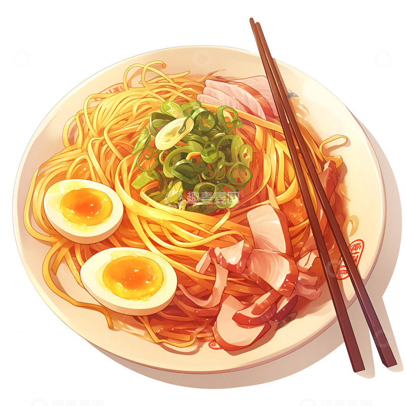 高清大图下载【趣麦麦图】卡通一碗鸡蛋面