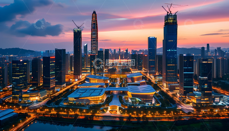 高清大图下载【趣麦麦图】灯光高楼天空