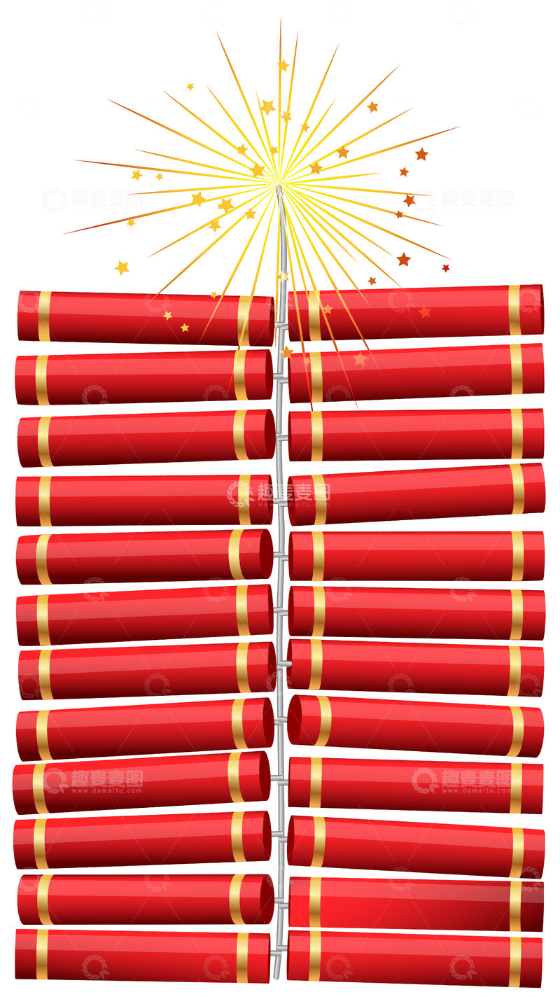 高清大图下载【趣麦麦图】一串鞭炮打炮新年喜庆