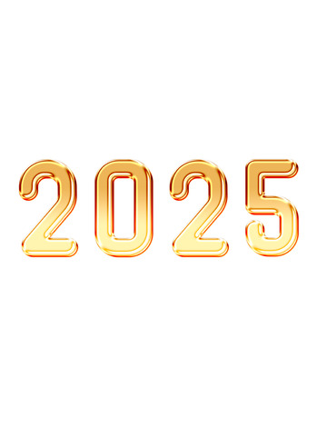 元旦新春节日金色闪光立体数字效果2025