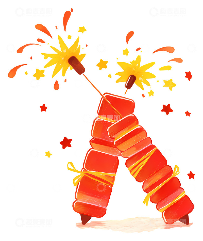 高清大图下载【趣麦麦图】鞭炮放鞭炮新年喜庆