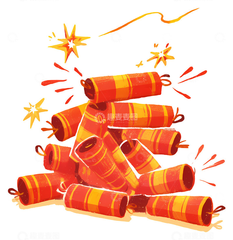 高清大图下载【趣麦麦图】鞭炮放鞭炮新年