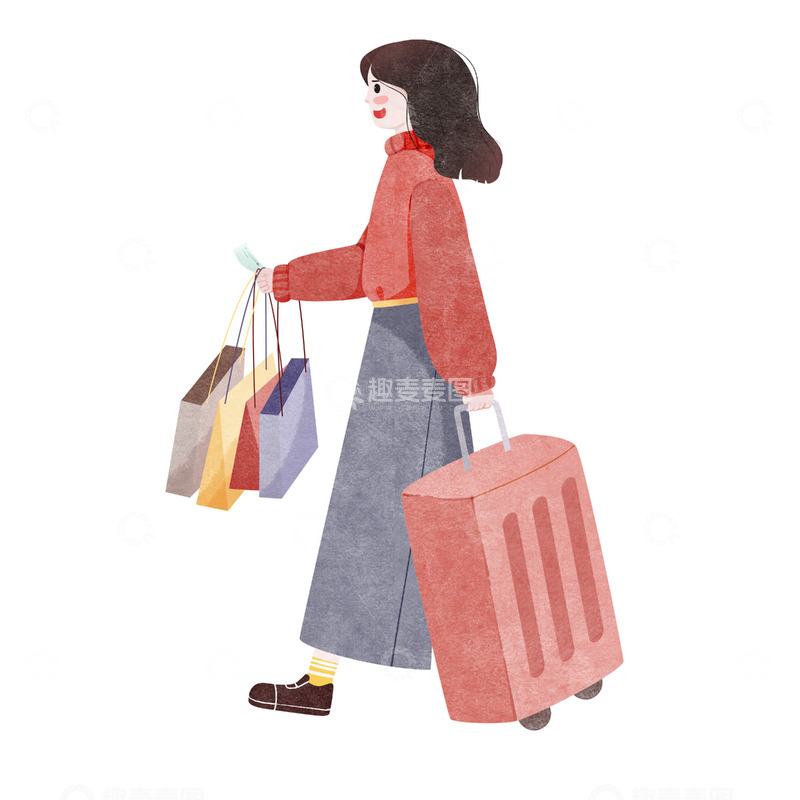 源文件下载【趣麦麦图】简约春节春运回家人物